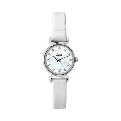 Ladies silver coloured white strap watch 6947.02